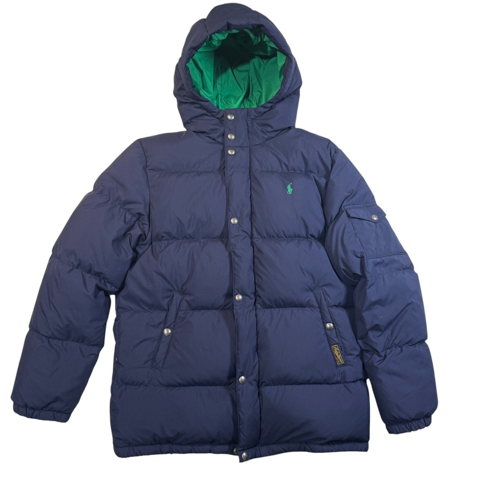 Polo Ralph Lauren‎ Down Puffer Hooded Jacket Youth XL 18-20 Navy Blue Quilted